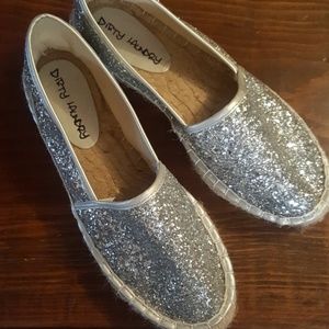 Sliver sparkle espadrilles. Size 9.5